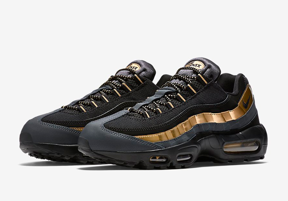 Nike Air Max 95 Black Gold White Running Shoes