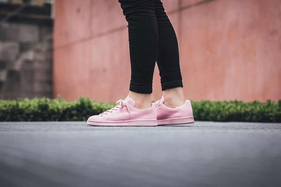 adidas originals pink primeknit stan smith sneakers