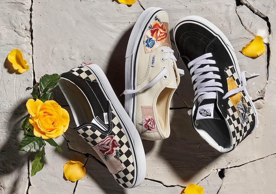 yellow vans with roses