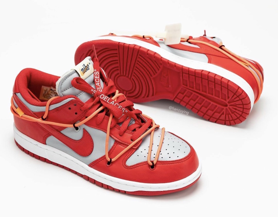 nike dunk low university red off white