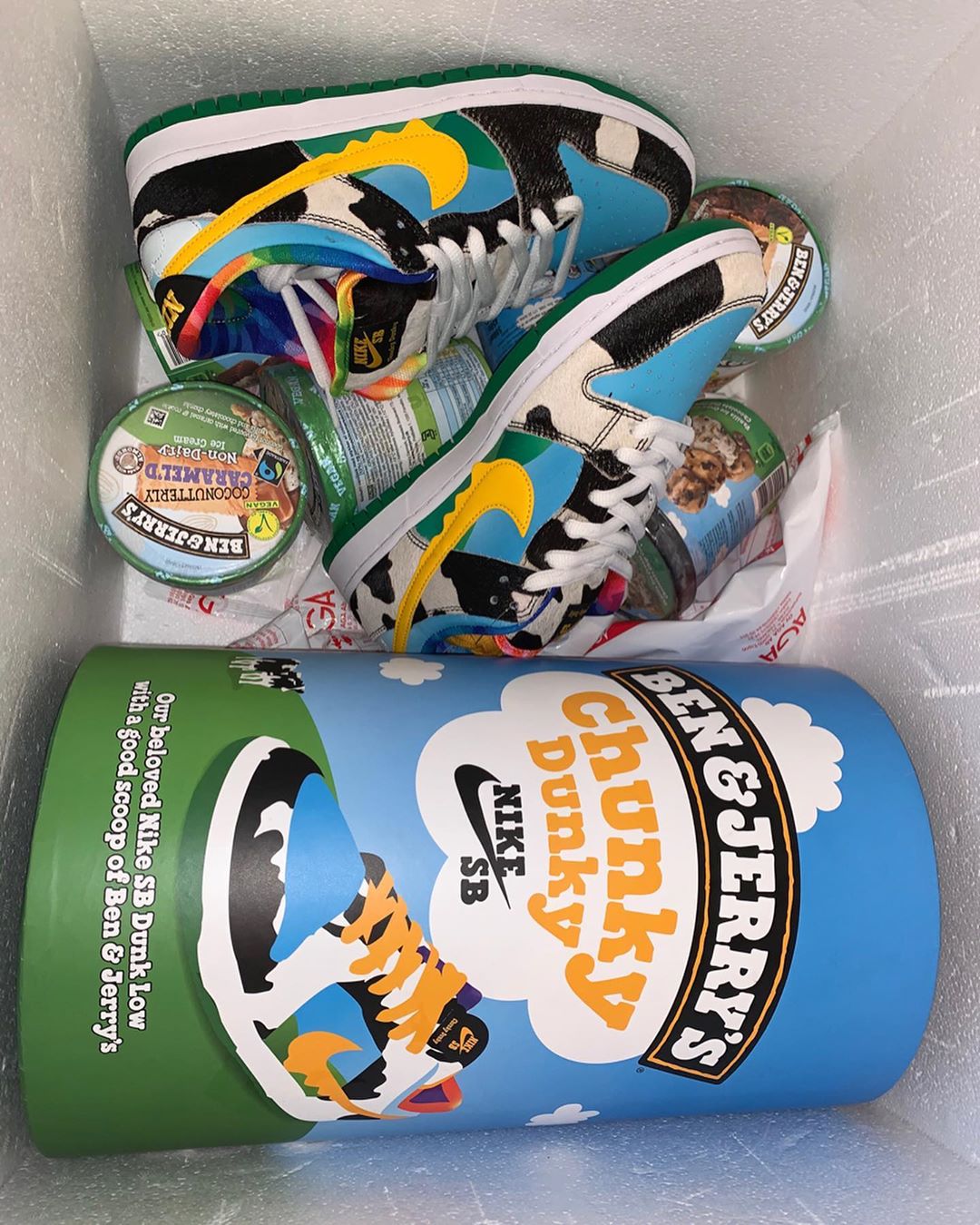 ben and jerry dunks shoe box