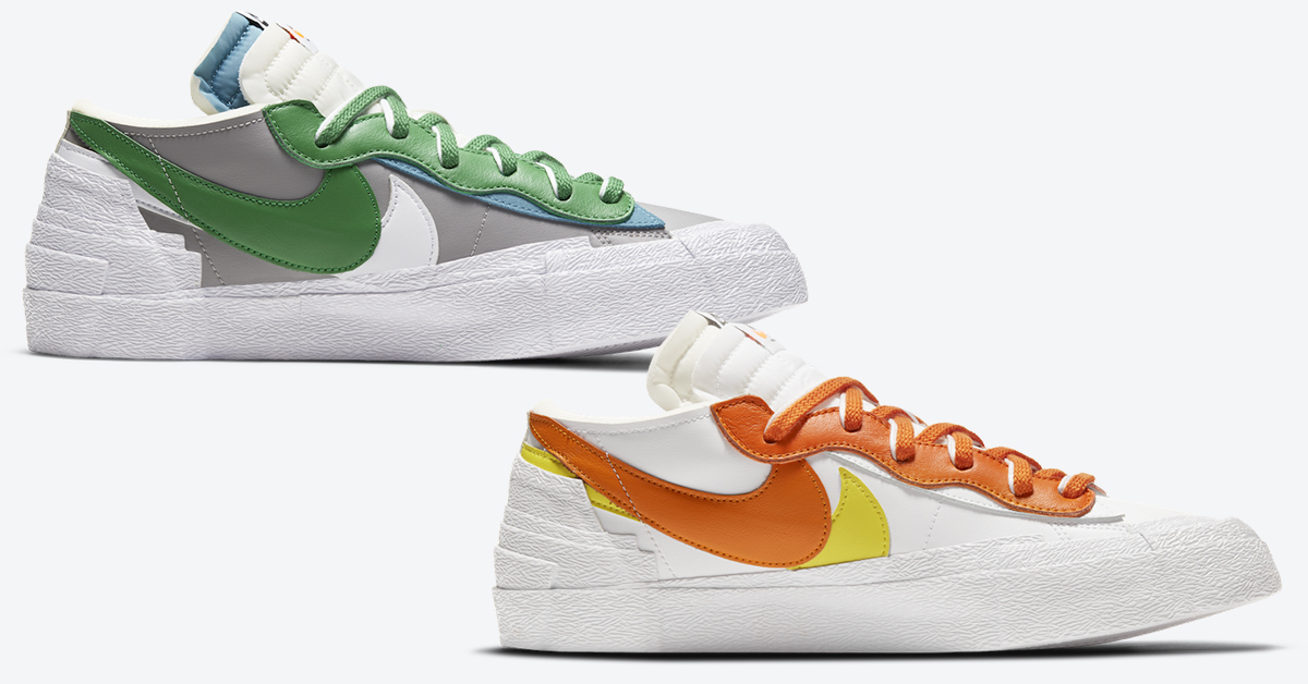 sacai x Nike Blazer Low “Classic Green” & “Magma Orange” Release Date